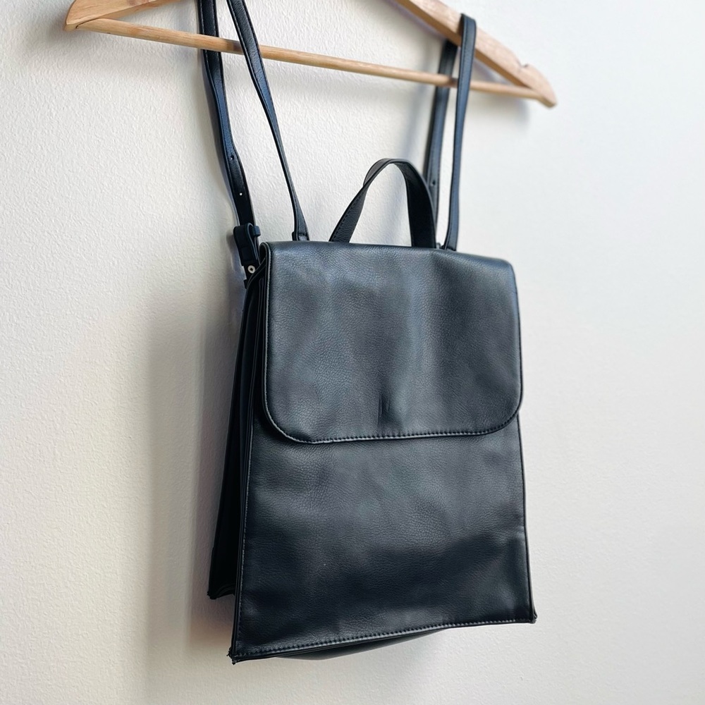 Black Faux Leather Backpack